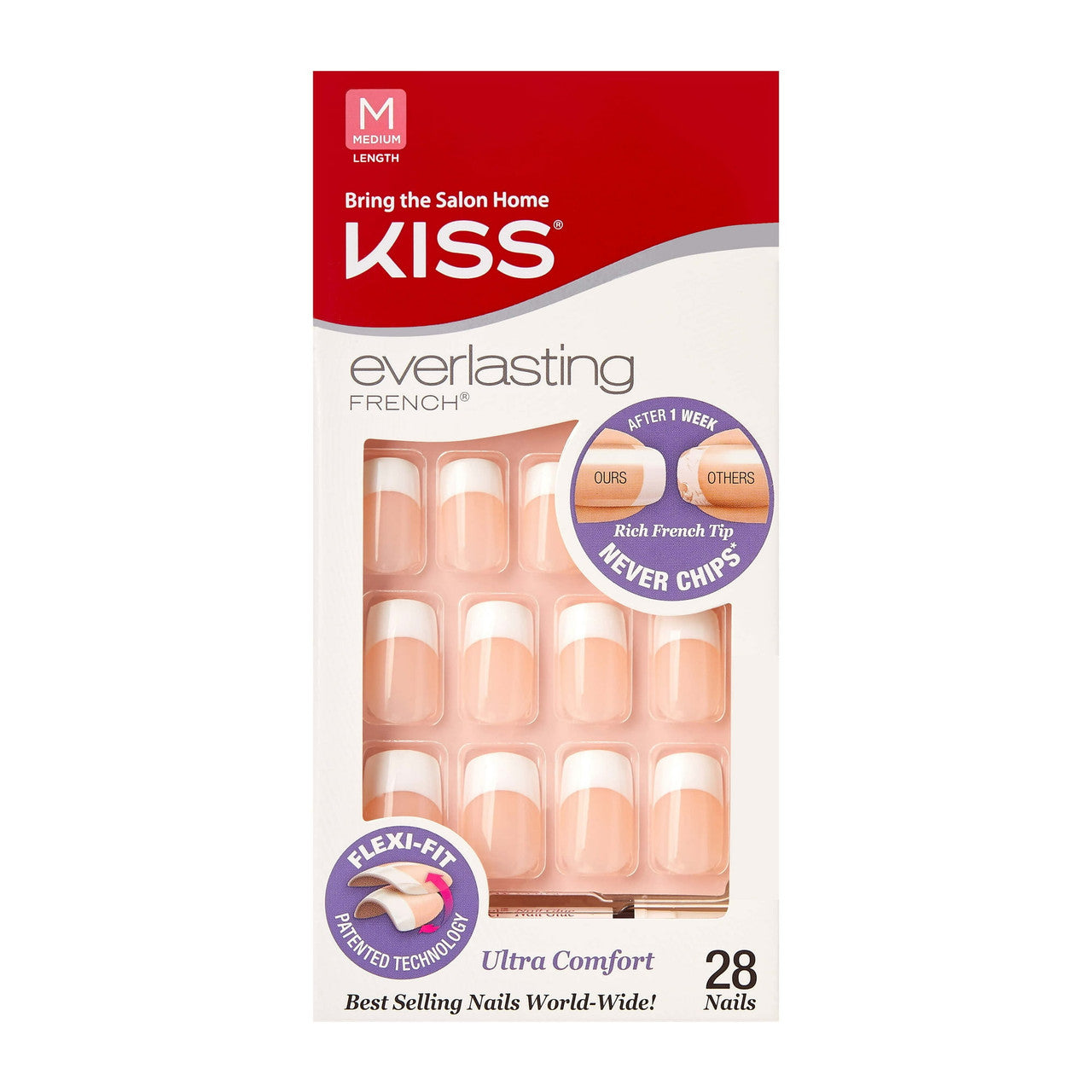 Kiss Everlasting French Nail Kit Medium Infinite 28 Nails, 1 Kit